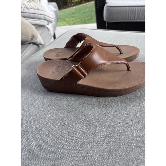 Fitflop Women's LuLu Leather Toepost Thong sandals AD3-592 Light Tan US Women 8 - Picture 5 of 9